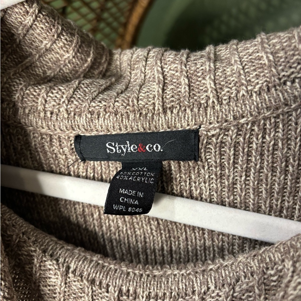 Style & Co Tan Cozy Knit Pockets Sweater Dress with Button Details - Picture 3 of 5